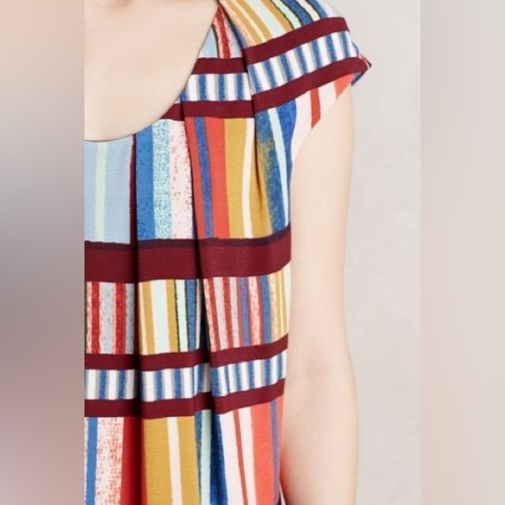 Maeve By Anthropology Red And Blue Midi Dress Size 0 - Picture 2 of 12